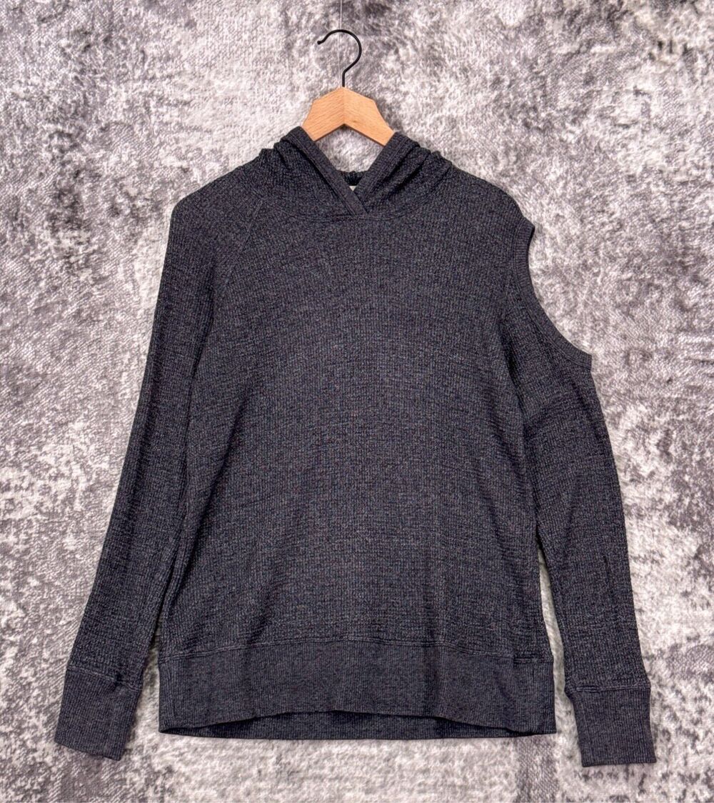WILT Hoodie Medium Womens Anthropologie Gray Thermal Cutout Sweatshirt Sweater